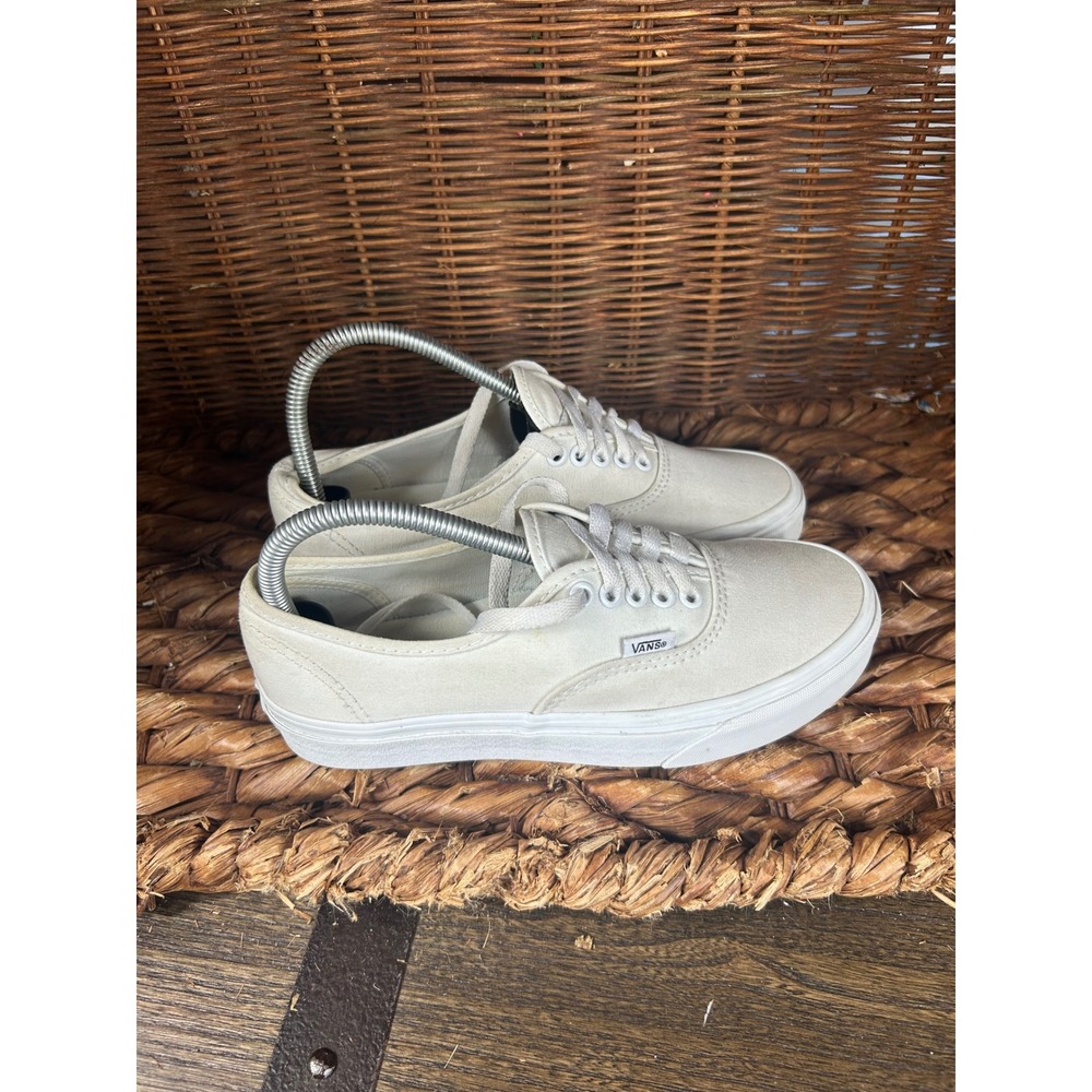 Vans Authentic Cream White Canvas Low Top Sneakers Womens 8 Mens 6.5 VN000EE3WHT